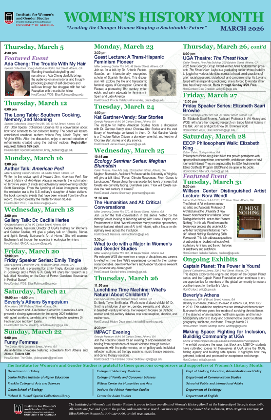 Women's History Month Calendar image